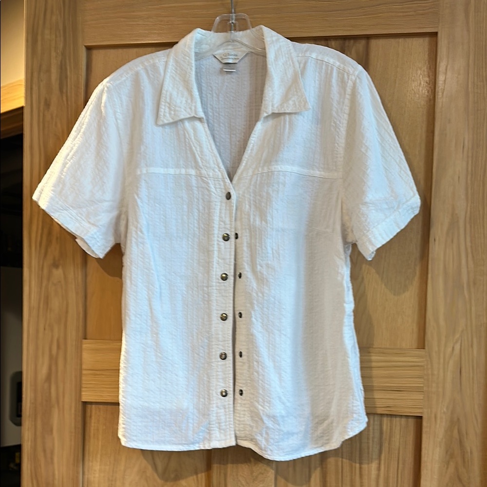 CJ Banks White Button-Up Blouse